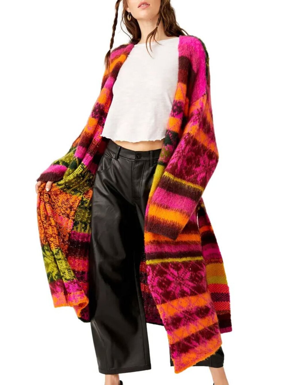 Free People - Snowflake Tie Waist Long Cardigan - Longline Duster